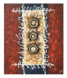 Cumpara ieftin Tablou abstract pictat manual, Compozitie abstracta 9, 60x50cm ulei pe panza in relief efect 3D, gata de agatat pe perete