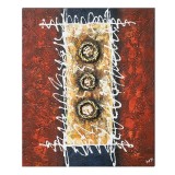 Tablou abstract pictat manual, Compozitie abstracta 9, 60x50cm ulei pe panza in relief efect 3D, gata de agatat pe perete