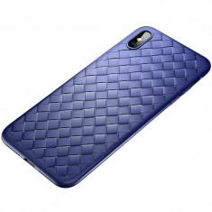 Husa TPU iPhone XS Max 6.5&amp;#039;&amp;#039; Woven Pattern Rock Albastra foto