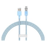 Cablu Baseus Explorer, USB la USB-C, 100W, 6A, Quick Charge, 1m, Albastru Deschis, Resigilat, Grad A