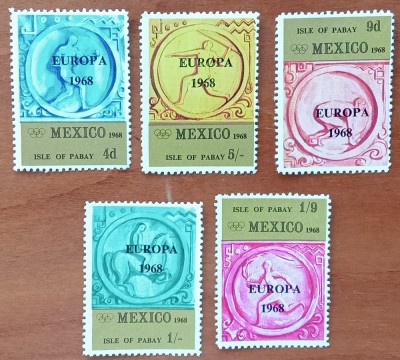 UK-SCOTIA-(ENISIUNE LOCALA- PA BAY)-&amp;#039;1968-Olimpiada MEXICO &amp;#039;&amp;#039;-lot 5val- MNH -NESTAMPL.--VEZI SCAN foto
