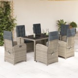VidaXL Set mobilier de grădină cu perne, 7 piese, gri, poliratan