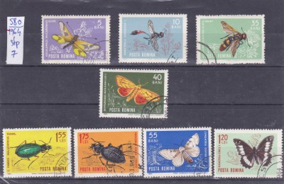 TSV @ - 1964 LP 580 INSECTE DIN FAUNA ȚĂRII NOASTRE, ȘTAMPILAT foto