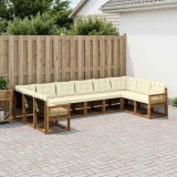 Cumpara ieftin Set de canapele de exterior 10 buc. 10-Locuri Natural si Crem