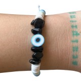 Bratara bleu Evil Eye cu cristale de onix negru