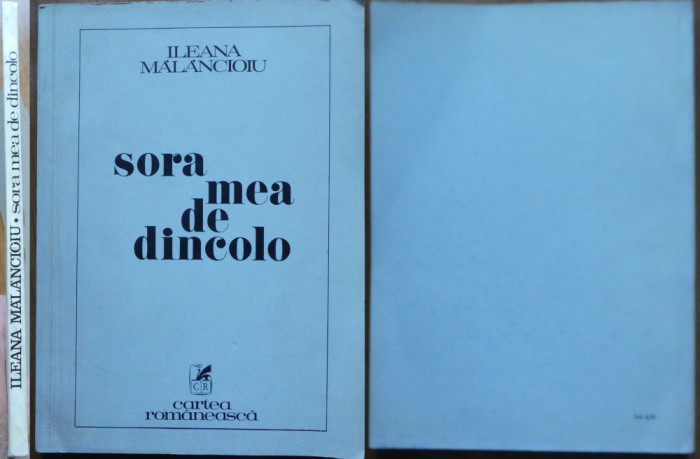 Ileana Malancioiu , Sora mea de dincolo , 1980 , editia 1 cu autograf