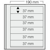 Set 5 folii pentru timbre, D-Blank 616PA, cu 6 buzunare de 37 x 190 mm