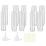 Cumpara ieftin Set 13 piese, 10 sticlute, 2 palinii si etichete pentru sapun Chifoom, 9.8 x 2.1 cm, 30 ml, plastic, transparent