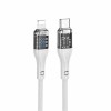 Cablu Compatibil cu iPhone, type-C la Lightning, Hoco U115, PD 20W, Textil, Alb