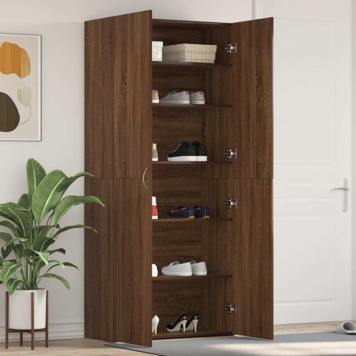 vidaXL Dulap pentru pantofi Maro 80 x 35.5 x 180 cm Lemn compozit