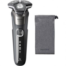 Aparat de barbierit Philips Shaver Seria 5000 S5887/10, barbierit umed/uscat, tehnologie SkinIQ, fara fir, capete flexibile 360°, display LED, senzor