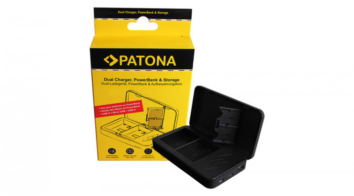 &Icirc;ncărcător dublu PATONA cu power bank și suport pentru card Sony NP-FZ100 - Patona