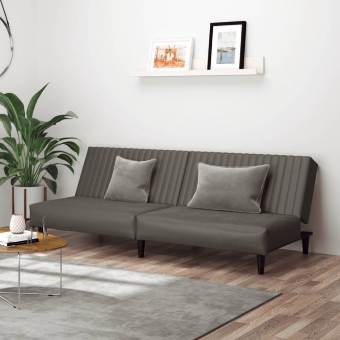 vidaXL Canapea cu 2 locuri, gri, piele ecologică 375949