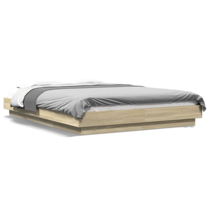 vidaXL Cadru de pat, stejar sonoma, 140x190 cm, lemn prelucrat