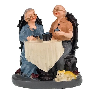 Statueta decorativa, Bunicul cu bunica stand la masa, 10 cm, 1803H foto