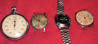 3 CEASURI DE MANA RUSESTI DEFECTE POBEDA - ZARIA SLAVA + 1 CRONOMETRU UMF RUHLA DEFECT foto