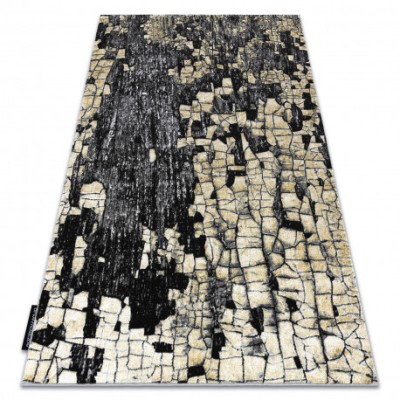 Covor DE LUXE modern 2079 Pavaj cărămidă - structural gri / aur, 200x290 cm foto