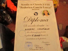 diploma de la scoala federico garcia lorca foto