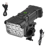 Far LED pentru bicicleta, trotineta, 12 leduri, claxon, 120 decibeli, 5 moduri de iluminare, afisaj baterie