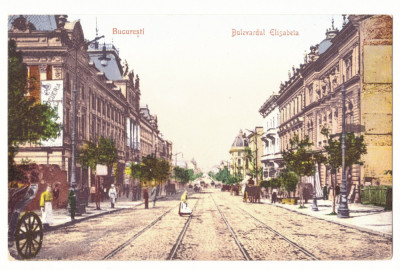 830 - BUCURESTI, Elisabeth Ave. Romania - old postcard, CENSOR - used - 1917 foto