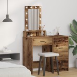 Masă de toaletă vidaXL cu lumini LED Lemn vechi 50x41x140 cm