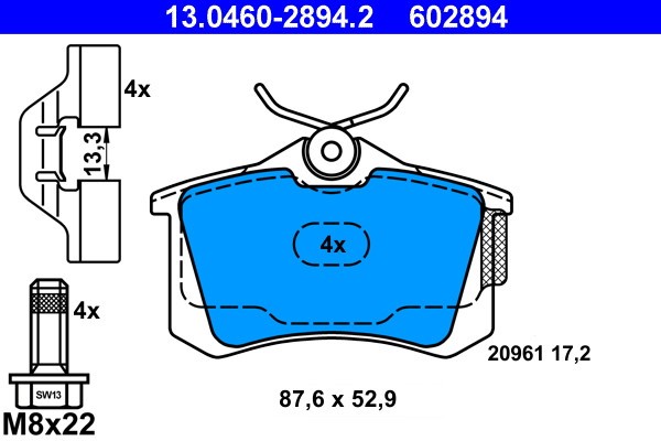 ATE 13.0460-2894.2 set placute frana,frana disc