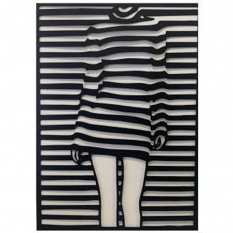 Decoratiune perete Krodesign KRO-1037 Girl, lungime 80x58 cm, negru foto