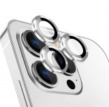 Sticla de protectie camere cu cadru din aluminiu pentru iPhone 13 Pro, Argintiu, Oem