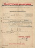 PM505N Transsylvania &amp; Landwirte Allgemeine Versicherungs AG Hermannstadt, asigurare contra incendiilor + 6 chitanțe, 1937-1947, Sibiu