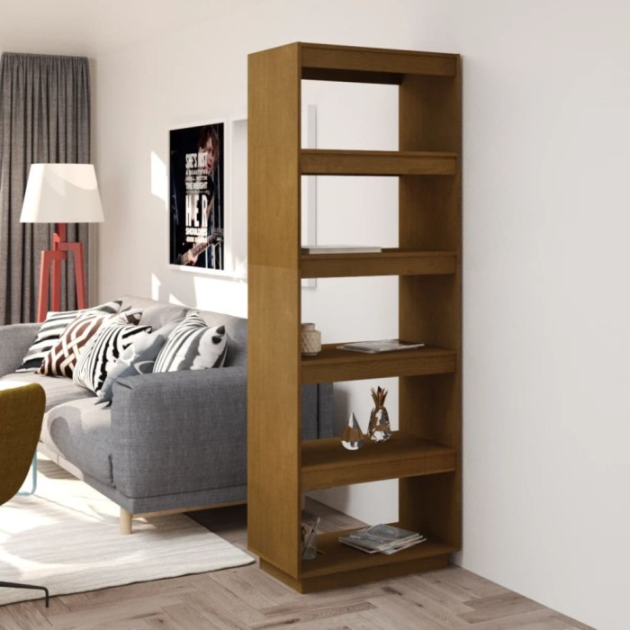 Bibliotecă/Separator cameră, maro miere, 60x35x167 cm, lemn pin