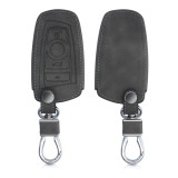 Husa Cheie Auto pentru BMW - 3 Butoane - Keyless Go, Piele nabuc, Gri, 53755.19