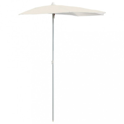 Umbrelă de grădină cu st&amp;acirc;lp, nisipiu, 180x90 cm, semirotundă foto