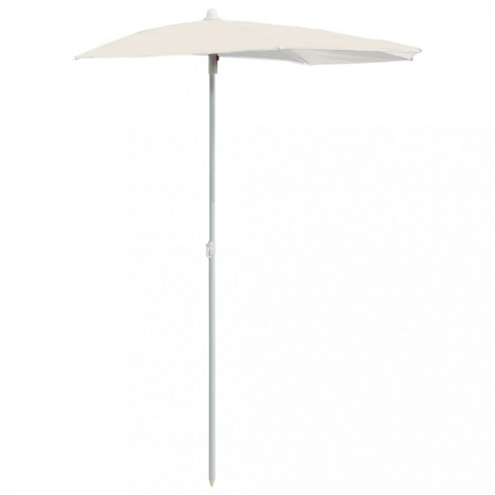 Umbrelă de grădină cu st&acirc;lp, nisipiu, 180x90 cm, semirotundă
