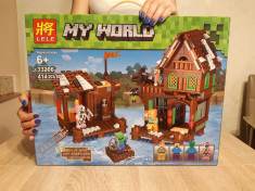 NOU/SIGILAT Set de 414 piese tip lego Minecraft My World LELE 33206 foto