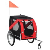 Remorcă de bicicletă pentru animale de companie, roșu &amp; negru