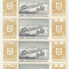 |Romania, LP 664/1967, Ziua marcii postale romanesti, straif de 4 timbre, MNH