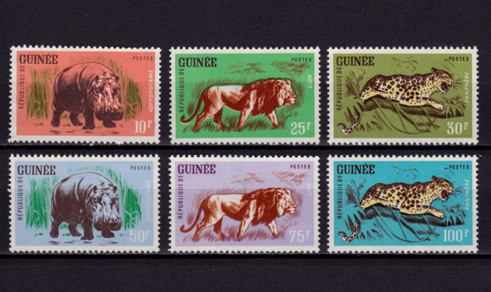 ✅ ( S5 ) Rep. Guinea 1962 &quot; Animale &quot; serie Michel 128-133 , CV 8 &euro; ,MNH - original negumate