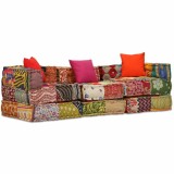 Cumpara ieftin Canapea puf modulara cu 3 locuri, petice, material textil