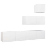 Cumpara ieftin Set dulapuri TV, 4 piese, alb, lemn prelucrat