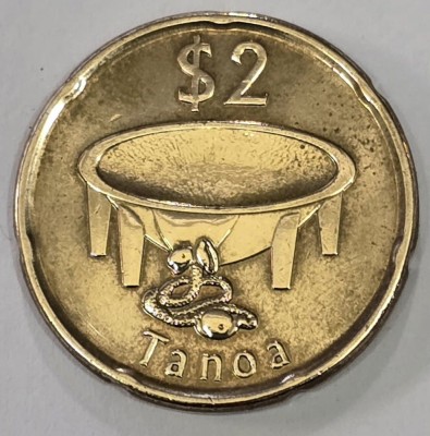 FIJI 2 DOLARI 2014 , Large type , 25,9 mm , Otel placat cu bronz aluminiu [3] XF foto