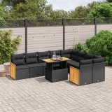VidaXL Set canapele de grădină cu perne, 10 piese, negru, poliratan 3274114