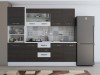 Bucatarie Laura 240, Soldat, Cu vitrina, Wenge/Alb, Blat termic alb