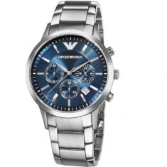 Ceas pentru bărbați Emporio Armani Renato de 43mm, cu cronograf și baterie, cu brățară din metal argintiu AR2448.
