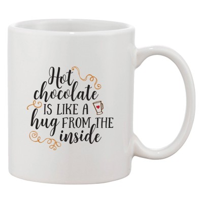 Cana alba personalizata &amp;#039;Hot chocolate is like a hug from the inside&amp;#039;, INOVATIX&amp;reg;. 330ml foto
