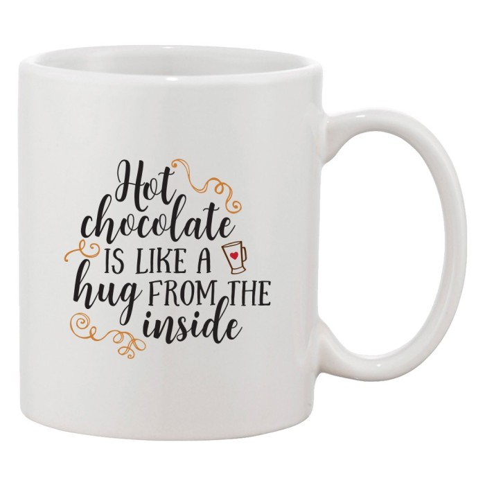 Cana alba personalizata &#039;Hot chocolate is like a hug from the inside&#039;, INOVATIX&reg;. 330ml