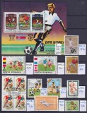 Lot filatelic Sport / Fotbal - Colita Coreea de Nord (Mundial '78-'82) &amp; timbre Rom&acirc;nia, URSS, Nicaragua, Ungaria, Cuba, Albania, Indonezia -A991