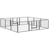 PawHut Tarc Modular pentru Animale cu 12 Panouri din Oțel, 2 Uși cu Zăvor, Ușor de Asamblat, 80x60x1.5cm, Negru | Aosom Romania