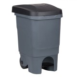 Coș de Gunoi Plastic, Antracit, 60L, Capac, Pedală, Roți, Oem