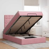 vidaXL Cadru de pat otoman cu saltea, catifea roz 120x200cm 3313612