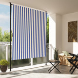 VidaXL Jaluzea rulou de exterior albastru/alb 150x270 cm țesătură/oțel